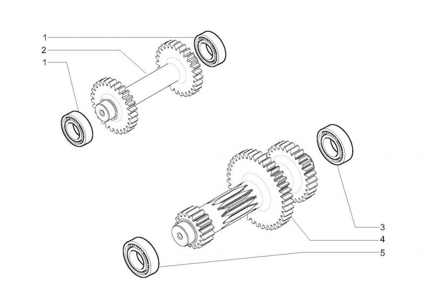 Reverse and primary shafts