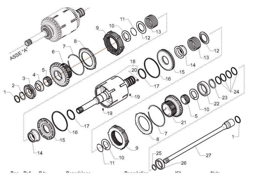 Input and PTO shafts (axe A)